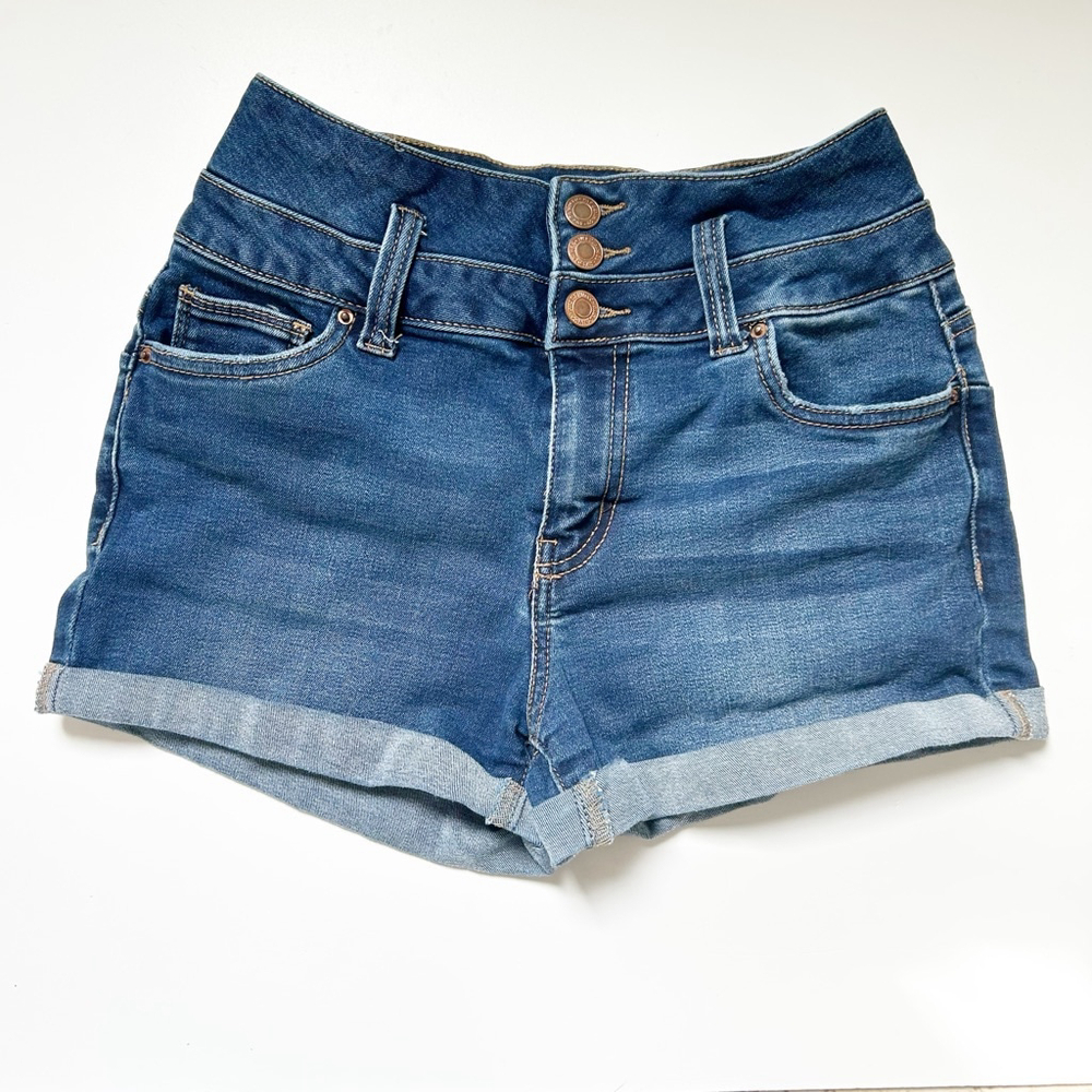 Casual Ibiza High Rise Blue Denim Shorts Size 5 Stretch Summer Vacation Western